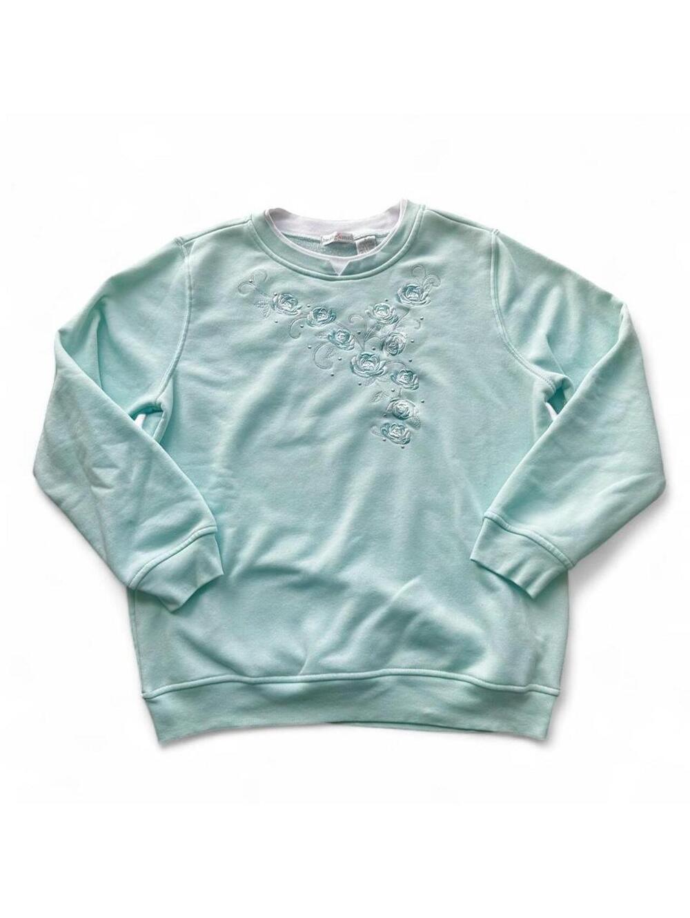Hasting & Smith light blue 90s vintage sweatshirt embroidered floral design